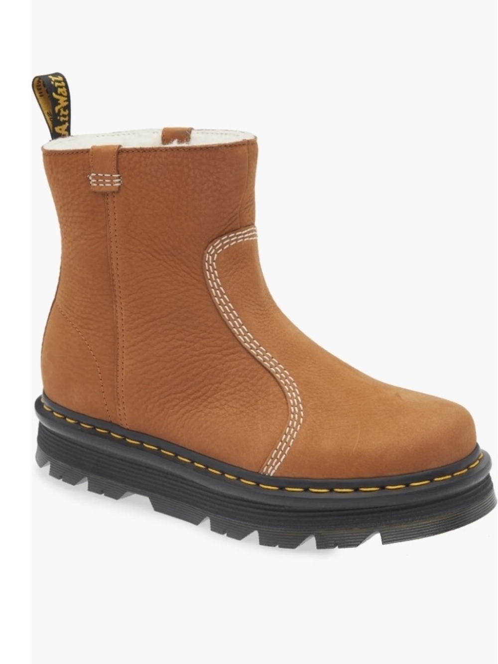 DR MARTENS Zebzag Rigger  Leather Fur Boots Ankle Booties